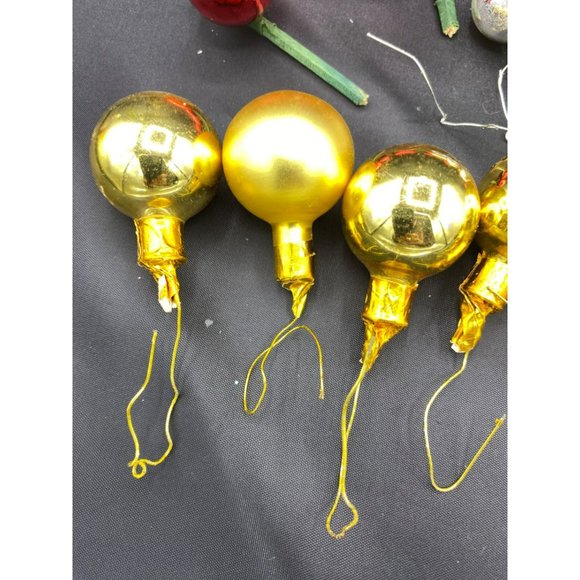 Vintage Mercury Glass Christmas Balls Bunches Floral Picks Red, Gold, Silver - Picture 5 of 9